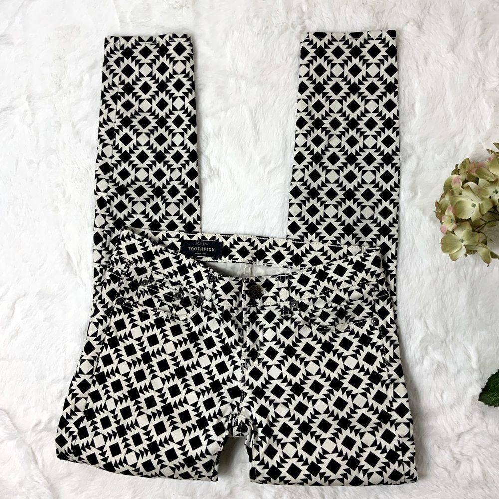 J. Crew Aztec print toothpick jeans